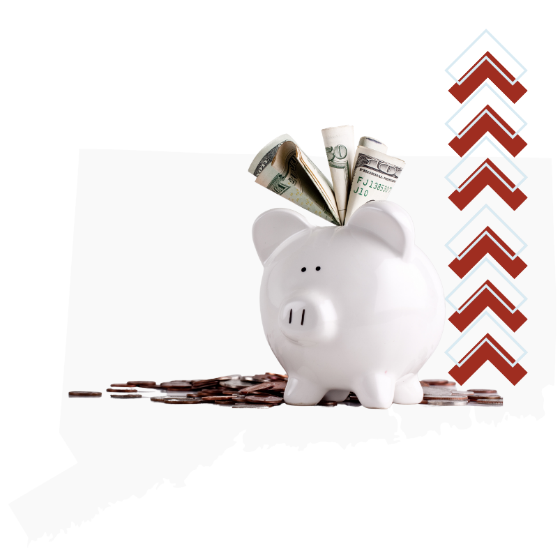 piggy bank overflowing with money earned from a CD