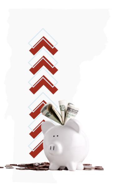 piggy bank overflowing with money earned from a CD