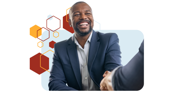 Homebuyer shaking hands with their leader bank loan officer