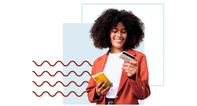 Women using her debit card from a Leader Bank Checking account.