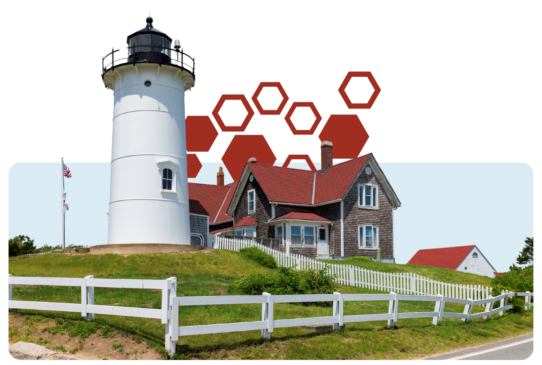 a lighthouse in Falmouth MA near the newest Leader Bank branch