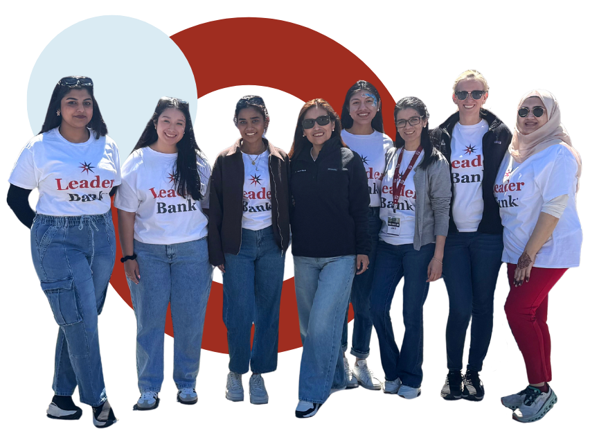 Leader Bank team members volunteering at an Arlington event