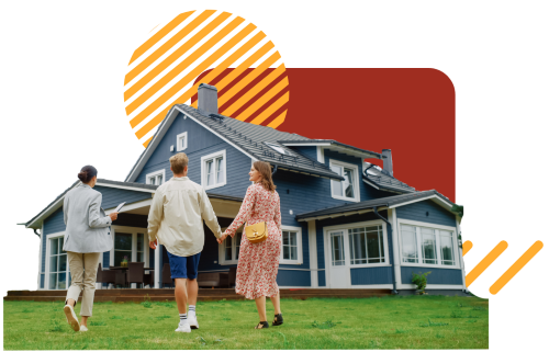 Family surveying a house for remodeling utilizing a low rate HELOC.