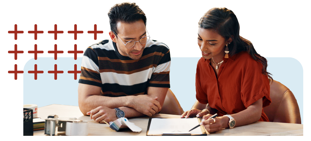 Two people looking over their nonprofit finances