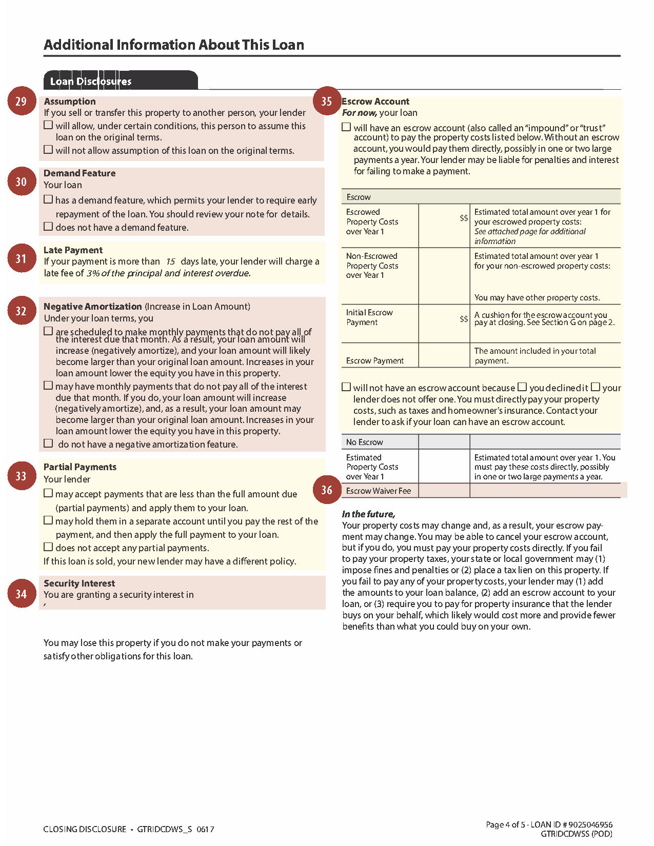 Closing Disclosure Sample Page 4