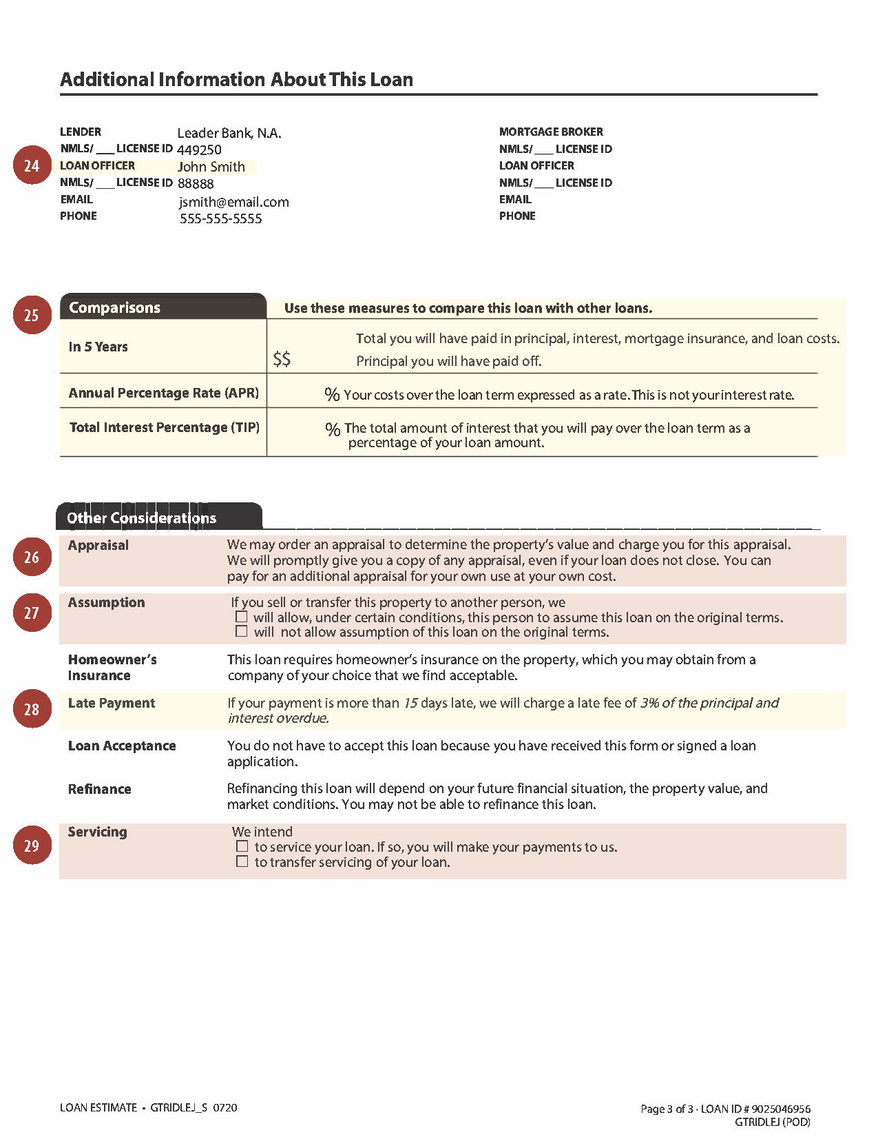 Loan Estimate Sample Page 3