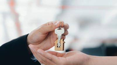 Getting keys to the property after purchasing a home.